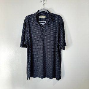 Donald Ross Golf Polo T-shirt Size Large L Blue Micro Floral Daisy Stretch